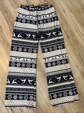 SKIMS Navy and White Reindeer Print Pants